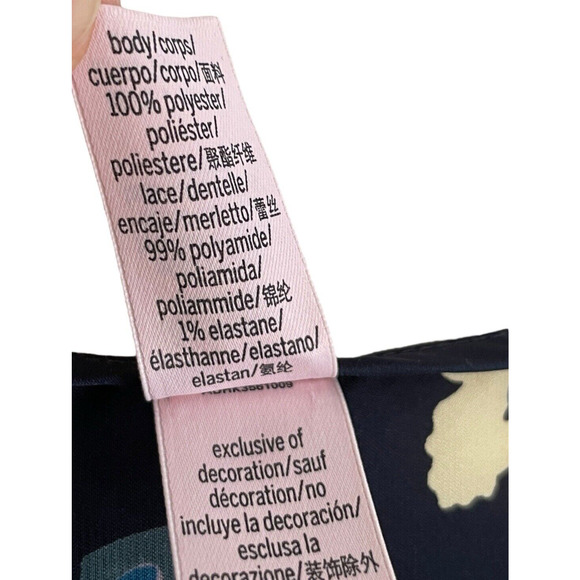 Victoria's Secret Satin Lace Trim Open Robe Women Size Medium/Large Blue Floral‎ - Picture 4 of 5